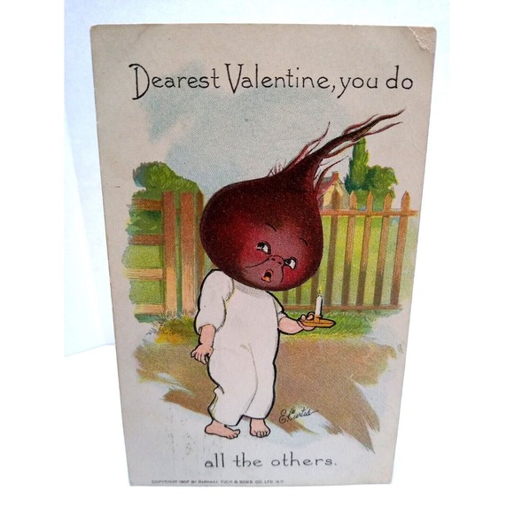 Fantasy Postcard Tuck E Curtis Beet Face Anthropomorphic Garden Patch Series 2 - Picture 2 of 3